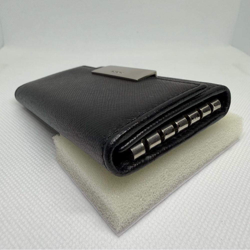 PRADA Key Holder Black Saffiano Leather Silvertone Snap - Picture 6 of 15